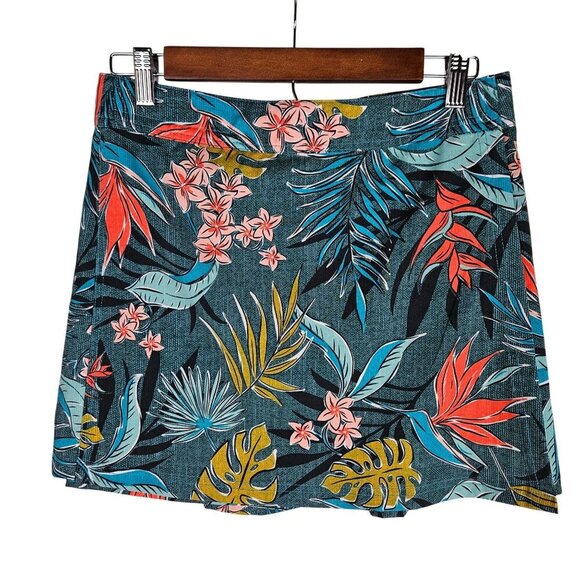 RipSkirt Hawaii Tropical Green Monstera Floral Wrap Skirt Small - Picture 1 of 8